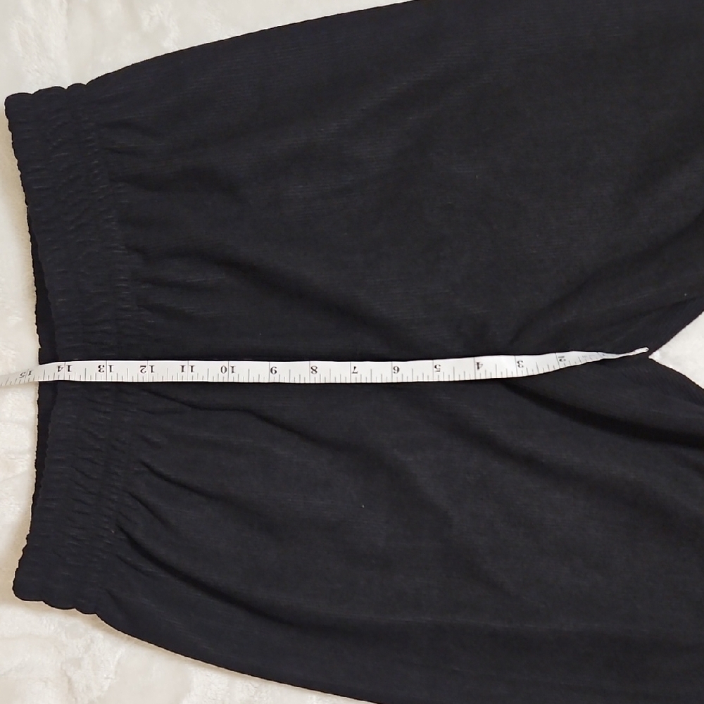 Black Ribbed Fleece-Lined Sweatpants - Picture 8 of 9